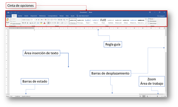 Ilustración 1: área de trabajo de Word - Tomada de equipo propio